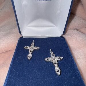Elegant Silver Cross Earrings